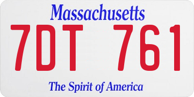 MA license plate 7DT761