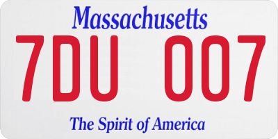 MA license plate 7DU007