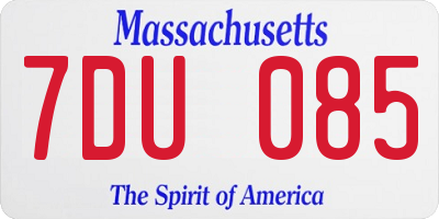 MA license plate 7DU085