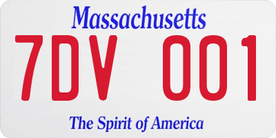 MA license plate 7DV001