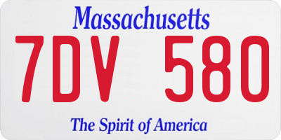 MA license plate 7DV580