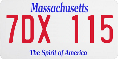 MA license plate 7DX115