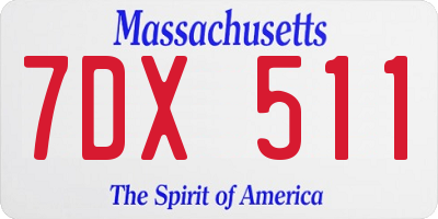 MA license plate 7DX511