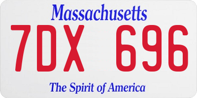 MA license plate 7DX696