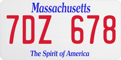 MA license plate 7DZ678