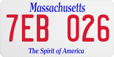 MA license plate 7EB026