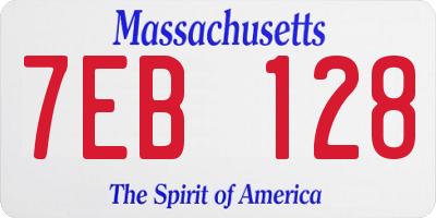 MA license plate 7EB128