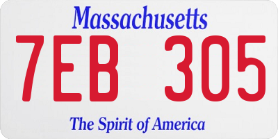 MA license plate 7EB305