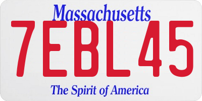 MA license plate 7EBL45