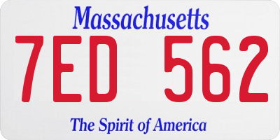 MA license plate 7ED562
