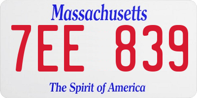 MA license plate 7EE839