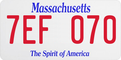 MA license plate 7EF070