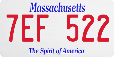 MA license plate 7EF522