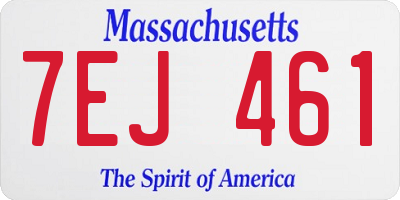 MA license plate 7EJ461