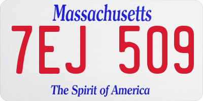MA license plate 7EJ509