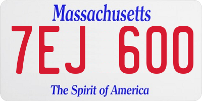 MA license plate 7EJ600