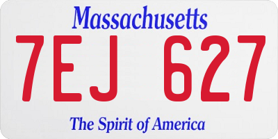 MA license plate 7EJ627