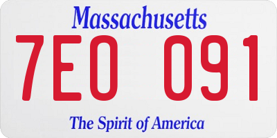 MA license plate 7EO091