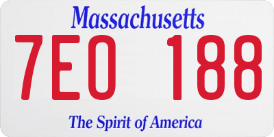 MA license plate 7EO188