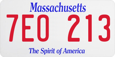 MA license plate 7EO213