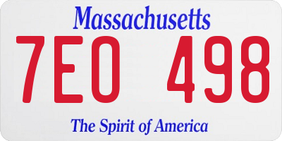 MA license plate 7EO498