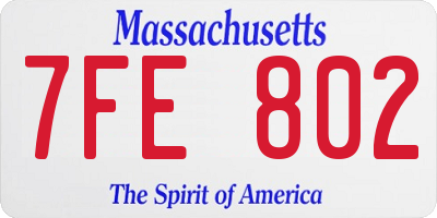 MA license plate 7FE802