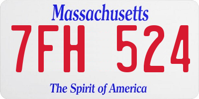 MA license plate 7FH524