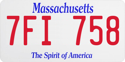 MA license plate 7FI758