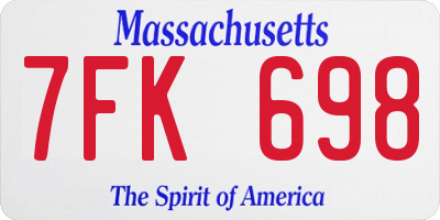 MA license plate 7FK698
