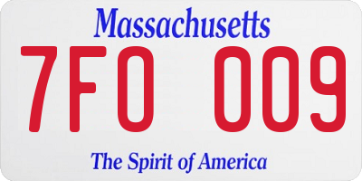 MA license plate 7FO009
