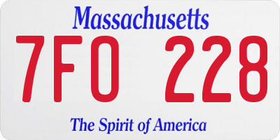MA license plate 7FO228