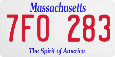 MA license plate 7FO283