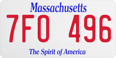 MA license plate 7FO496