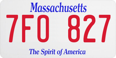 MA license plate 7FO827