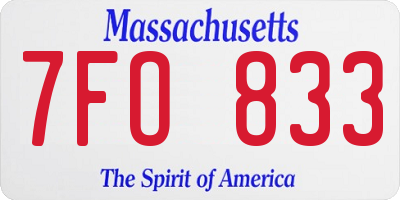 MA license plate 7FO833