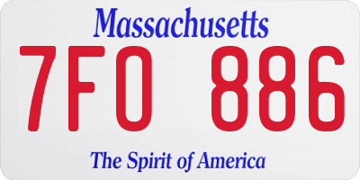 MA license plate 7FO886