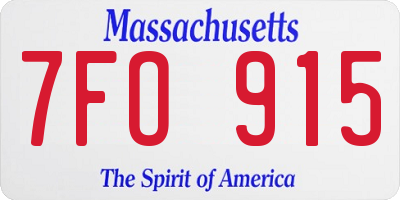 MA license plate 7FO915