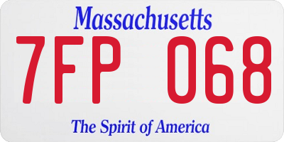 MA license plate 7FP068