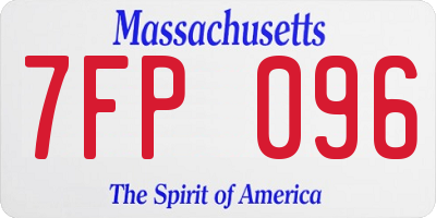 MA license plate 7FP096
