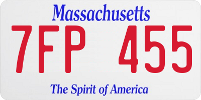 MA license plate 7FP455