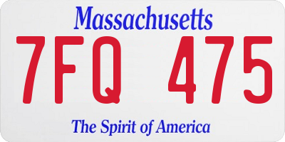MA license plate 7FQ475