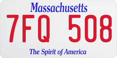 MA license plate 7FQ508