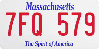 MA license plate 7FQ579