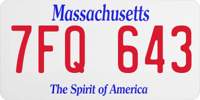 MA license plate 7FQ643