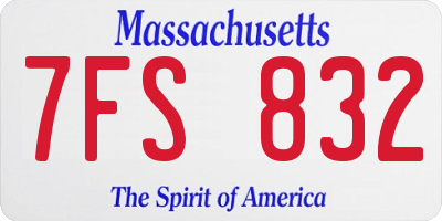MA license plate 7FS832