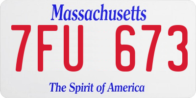 MA license plate 7FU673