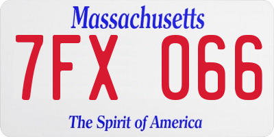 MA license plate 7FX066