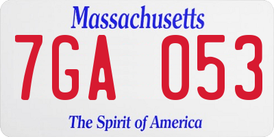 MA license plate 7GA053