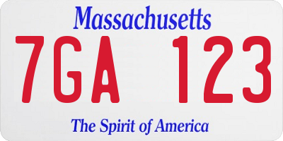 MA license plate 7GA123
