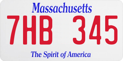 MA license plate 7HB345